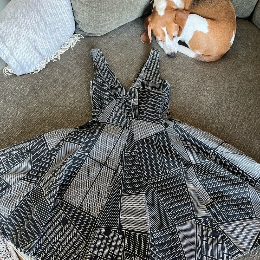 Opening Ceremony Black and Gray Geometric dress